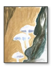 Colorful Modern Art Expressionism Original Mushroom 11 by 15 Oil Pastel on Paper