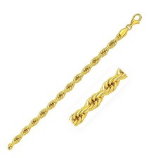 10k Yellow Gold Solid Diamond Cut Rope Bracelet 3.50 mm 