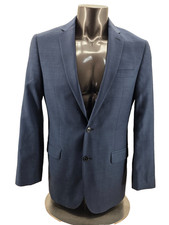 Jos A Bank Traveler Mens Suit Jacket Blue Slim Fit Wool Sport Coat 41L