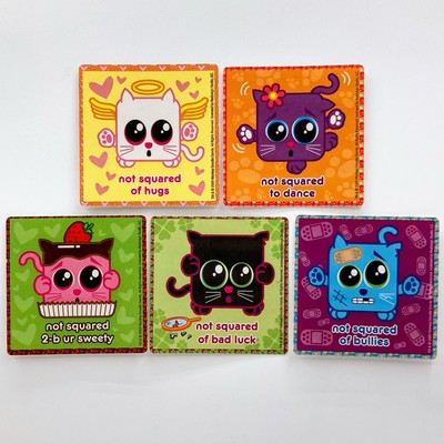 Gund Squaredy Cats Lot of 5 Vending Machine Stickers 2009 Monkey Doodle Dandy
