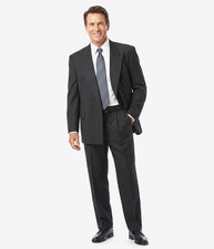 Yves Saint Laurent Mens Gray Striped Double Breasted Suit 44L Pants 34X29 France