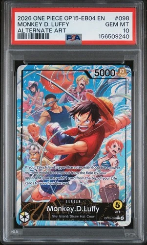 One Piece Monkey D. Luffy Alternate Art OP15-EB04 EN #098 Gem Mint PSA 10