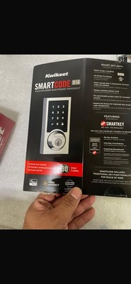 Kwikset SmartCode 916 Keypad Smart Lock Satin Silver Black Z-Wave Home Connect