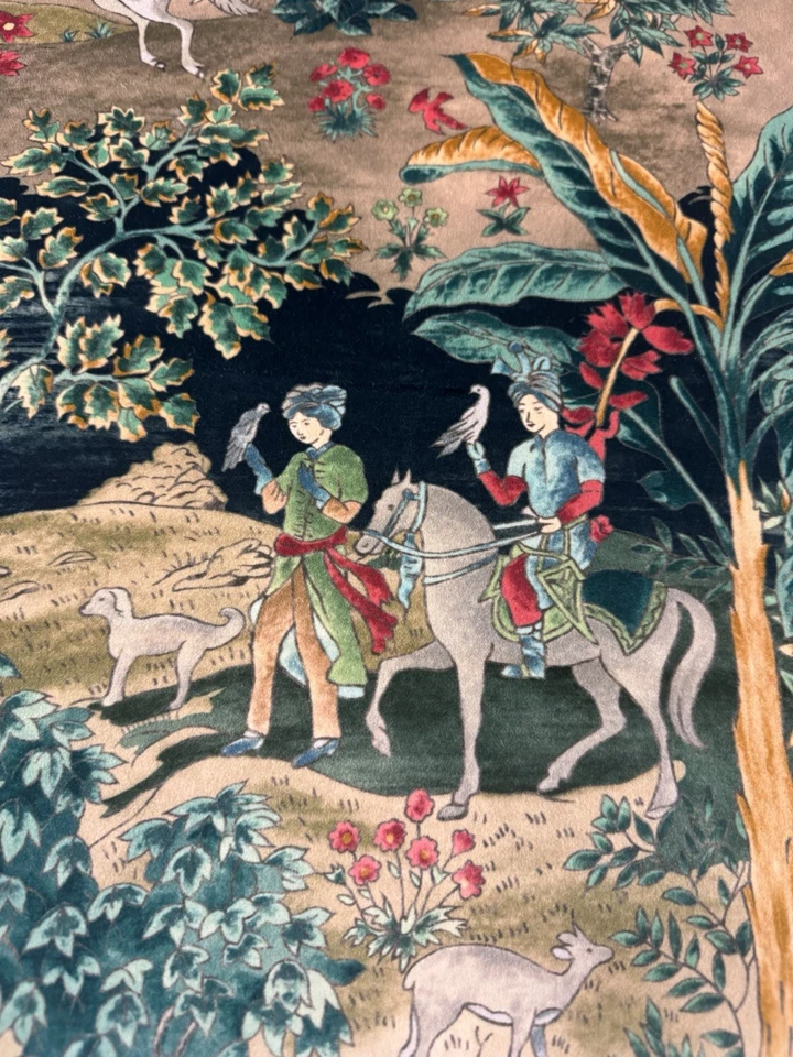 GP & J Baker Scenic Velvet Print Fabric- Ramayana Velvet / Emerald Sand 1.65 yds - Image 3 of 4