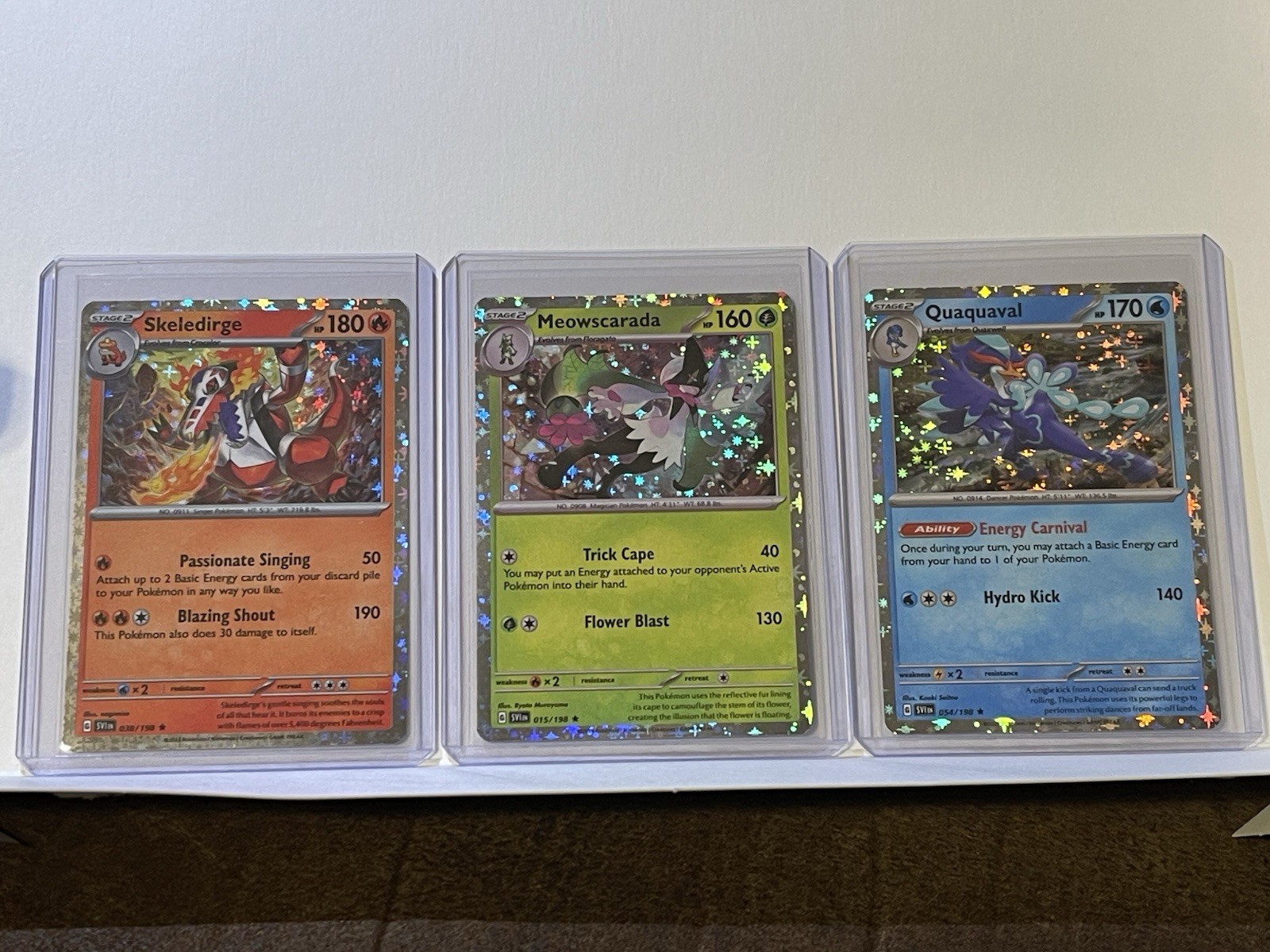 Pokemon Cards Skeledirge 38/198 Meowscarada 15/198 Quaquaval 54/198 Sparkle Holo