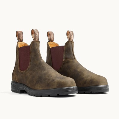 Blundstone 585 Boots Men's Rustic Brown Leather Round Toe Ankle Chelsea HTAT704
