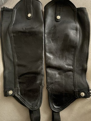 Leder Reit Chaps Damen Größe S Schwarz Horze Neuwertig