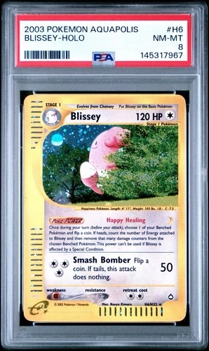 Pokemon Blissey Aquapolis Holo Rare #H6 PSA 8