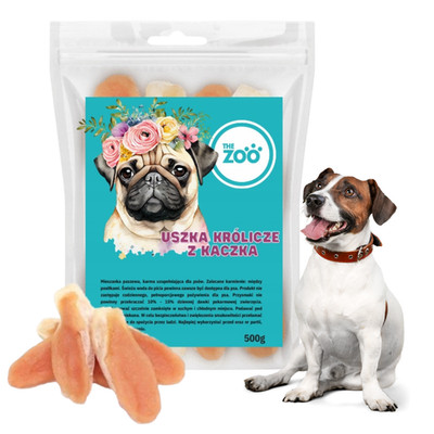 Kaninchenohren mit Ente 500 g Hundesnack Kausnack Kauartikel für Hunde THE ZOO