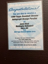2025 Topps Update James Wood Autograph 1990 Topps Chrome Orange Auto Redemption