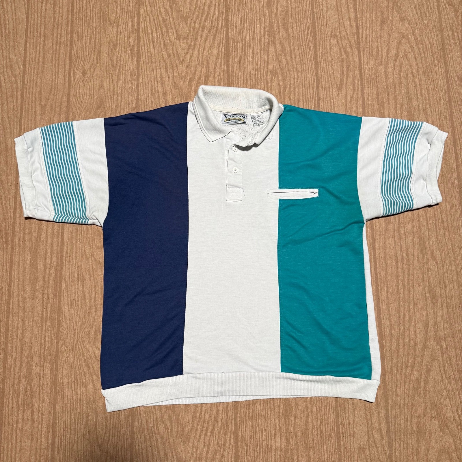 Vintage 90s Xceptions Colorblock Polo Shirt - Size Medium