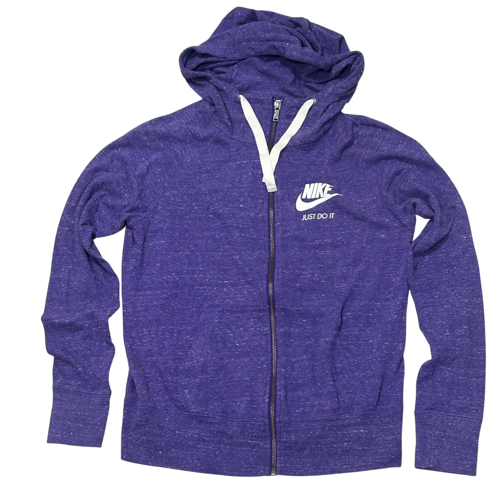 Nike Sportswear Gym Vtg Purple Heather Full Zip Hoodie Women Small Just Do It