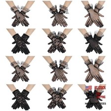 12 Pairs Women Lace Gloves Black Lace Gloves for Tea Party Halloween