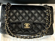 Chanel Classic Flap Bag   Medium   Black Caviar Leather with Gold Hardware