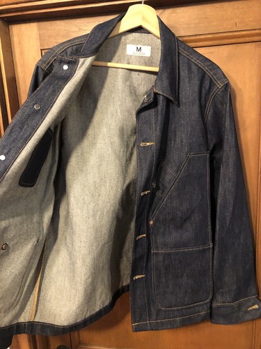 TELLASON Raw Blue Denim COVERALL JACKET Made In San Francisco Sz M - Picture 2 of 13