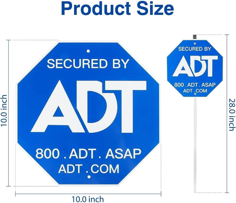 ADT Security Signs(28IN All aluminum) with 8 Pcs Window Stickers, Metal Yard Sig - Image 4 of 4