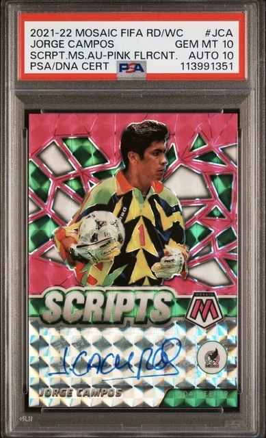 2021 Panini Mosaic Fifa Pink Fluorescent #JCA JORGE CAMPOS 8/10 PSA 10 AUTO 10