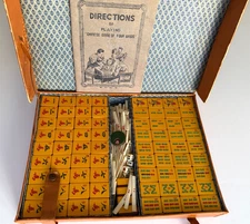 1930s Vintage Mahjong Two Tone Burgundy Red 146 Bakelite Tiles Original Case