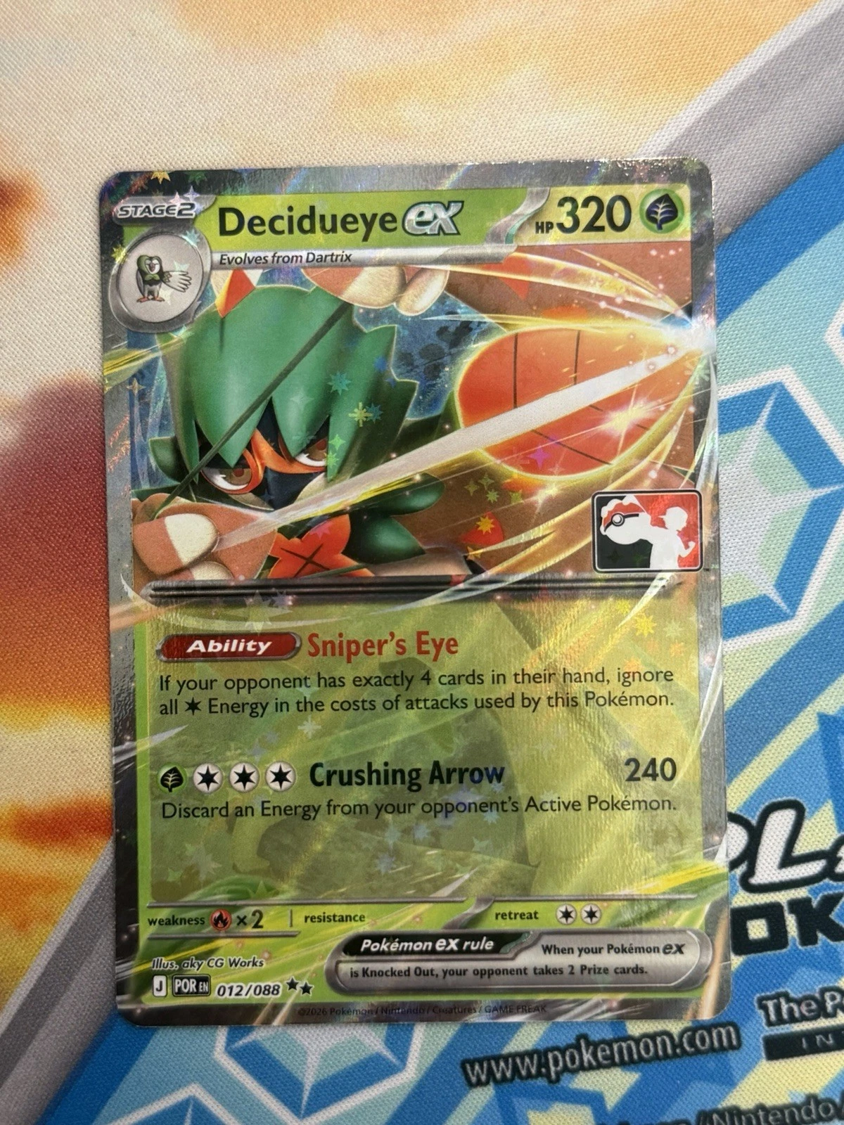 Decidueye EX Prize series 9 Play! Stamp 012/088 Perfect Order Masterset