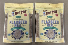 2 Bags Of Bob's Red Mill Organic Whole Ground Flaxseed Meal  16 oz (1 Lb) Each