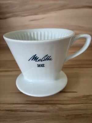 Melitta Filter Porzellan 102 Blau Graue Schrift 3 Loch Kaffee 