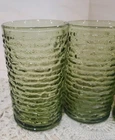 Anchor Hocking Vintage  SORENO AVOCADO GREEN Set 3 Water Tumblers Retro