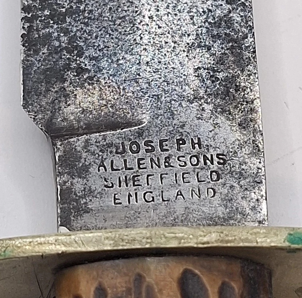 ANTIQUE JOSEPH ALLEN & SONS SHEFFIELD ENGLAND NON XLL BOWIE KNIFE 12.5" OVERALL - Image 3 of 4