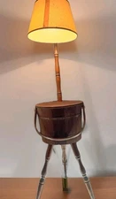 Mid-Century Butter Churn Floor Lamp Firkin Storage Lid Light Shade Table Vintage