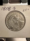 1858s Seated Liberty Half Dollar XF/XF+ Tough Silver, Low 476k Mintage