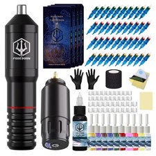 Tattoo Pen Kit - POSEIDON Wireless Tattoo Machine Kit, Tattoo Gun Kit with Ta...