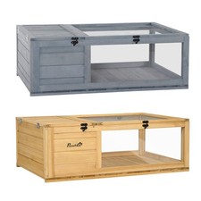 PawHut Wooden Tortoise House Turtle Habitat Enclosure Outdoor Reptile Cage