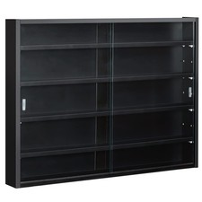 5-Tier Glass Door Display Cabinet, Adjustable Shelves, Wall-Mounted Storage for