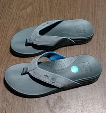 NWOT Reef (Mens Size 10) Cushion Comfort Spring Thong Flip Flop Sandals Grey Blu
