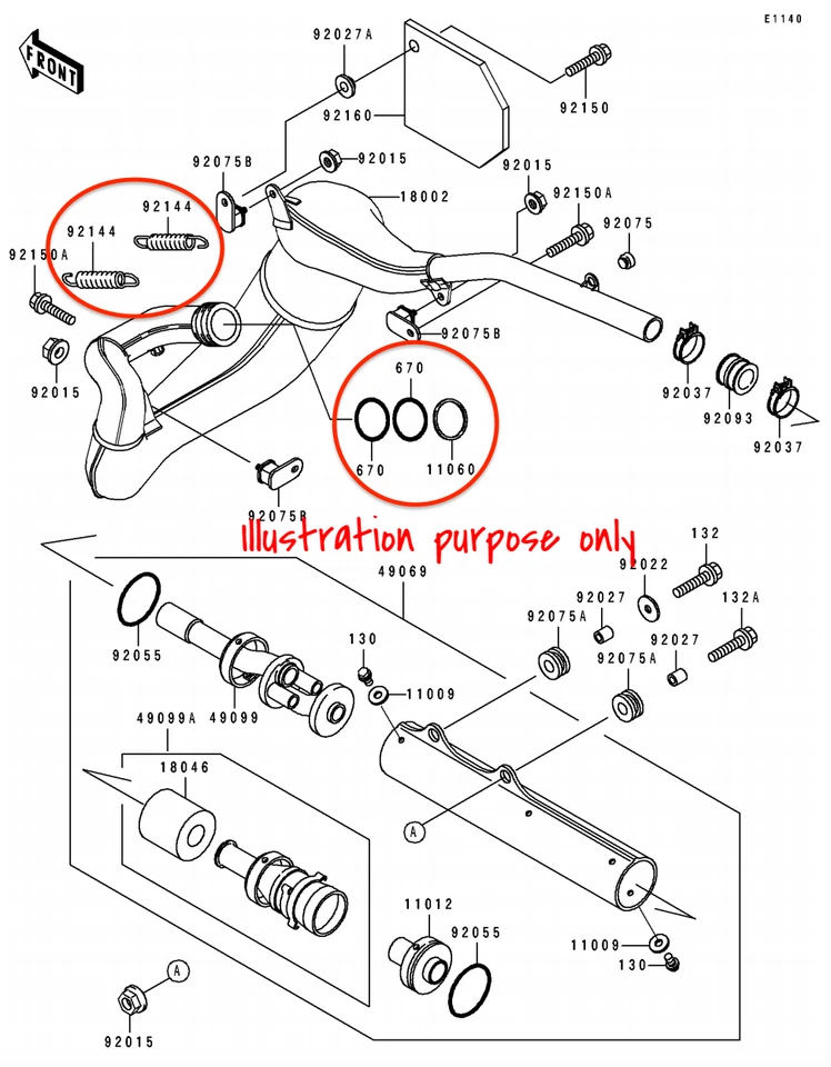 Juego de reparación junta colector escape Kawasaki KDX200, KDX220R, KX125 (1987-2006) Foto 2 de 2