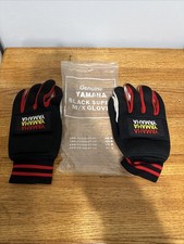 Genuine Yamaha Black Super MX Gloves Vintage Cowhide Leather Palm M/X Large Used