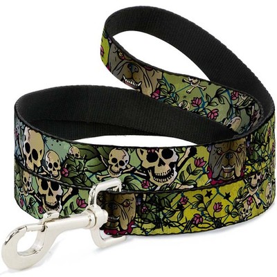 Dog Leash Trust No One CLOSE-UP Yellow/Green/Blue-SIDEWAYS