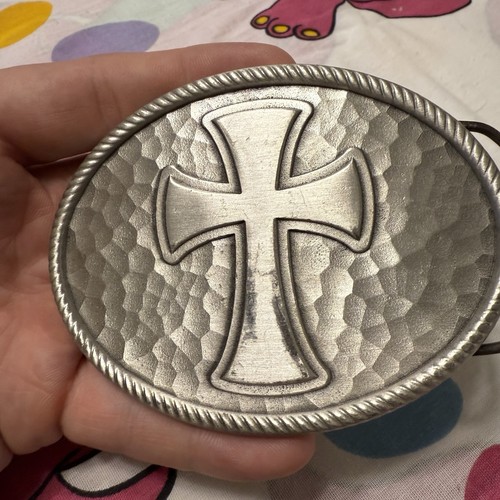 Vintage 2006 Fine Pewter Gothic Biker Jesus Cross Belt Buckle OSFA - Picture 4 of 4
