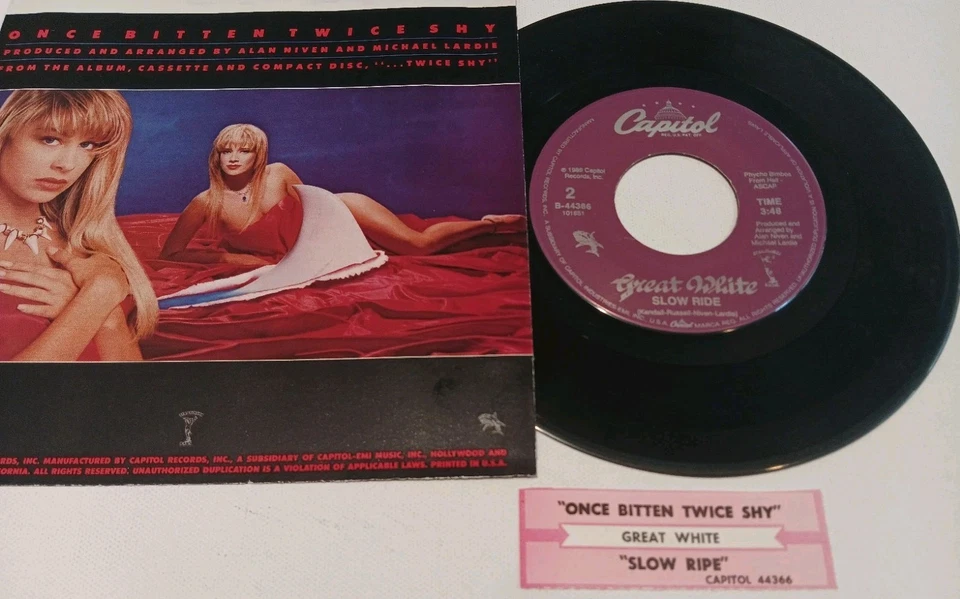 Great White, Once Bitten Twice Shy, 7", JUKEBOX TS, ORIG PS - VERY GOOD!! Foto 2 de 4