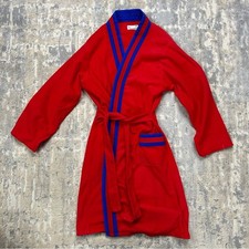 Vintage Richway Red Blue Polyester Fleece Bath Robe Size 12/14 child 1980
