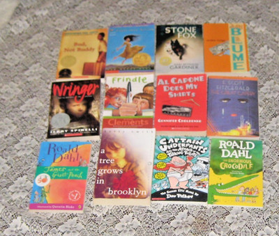 Lot of 10 YA Teen BANNED books - Esperanza, Frindle, Gatsby, Wringer,Roald Dahl