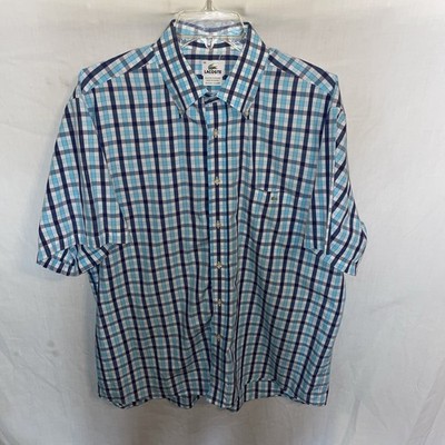 Lacoste Casual Shirt Womens Size 46 U.S. XL Blue Gingham Going out Party