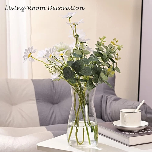 8 inch Clear Glass Flower Vases for Centerpiece Table Home Indoor Desk White - Picture 8 of 8