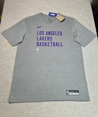 NIKE Los Angeles Lakers Shooting Shirt Large Tall Men Gray Purple NBA Team Issue