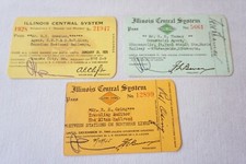 1920s 1940s Illinois Central System Railroad Railway Employee Pass Ticket x3