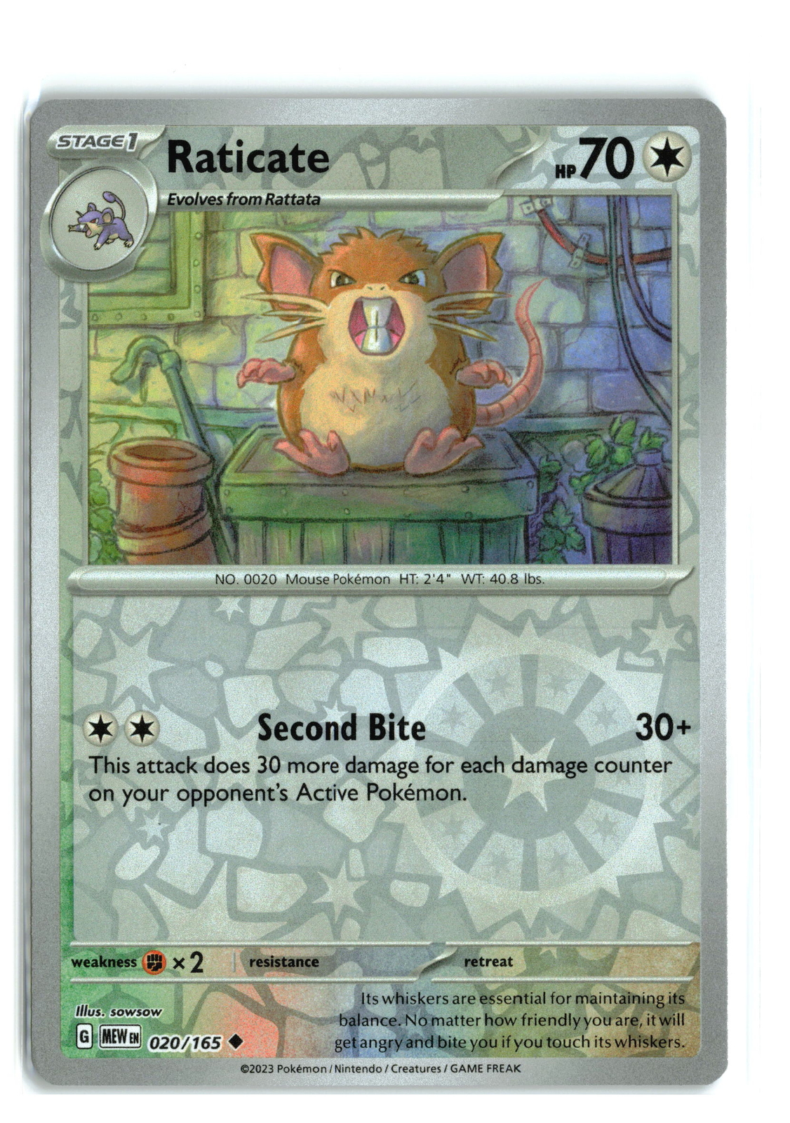 raticate-020-165-151-reverse-holo-rare-pokemon-tcg-nm-lp-ebay