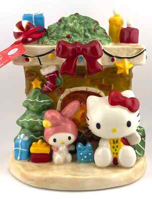 Blue Sky Hello Kitty & My Melody Christmas Holiday Fireplace Figurine - NWT