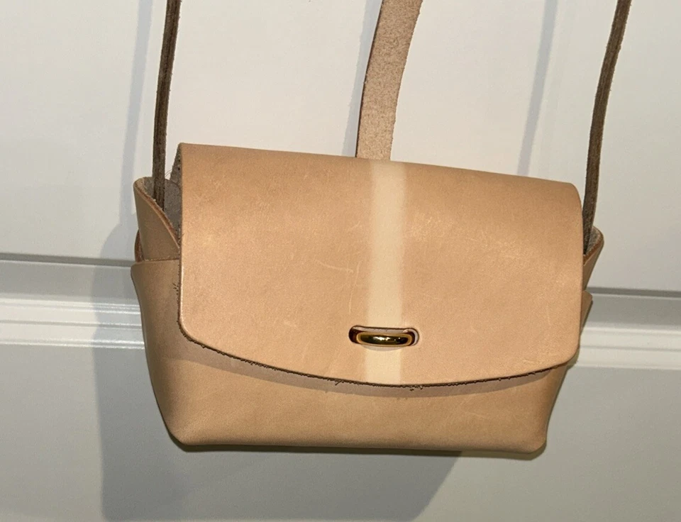 Bolso Bandolera MICHAEL GREEN EE. UU. Cuero Melocotón-Vintage Foto 4 de 4