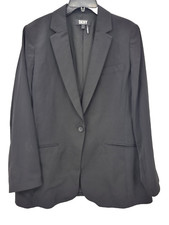 DKNY Jacket Womens Black Single Button Blazer Pockets Career Single Breasted
