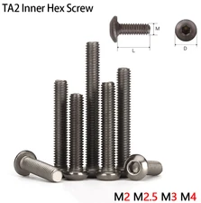 TA2 Titanium Alloy Half Round Head Inner Hex Head Screw Bolts M2 M2.5 M3 M4