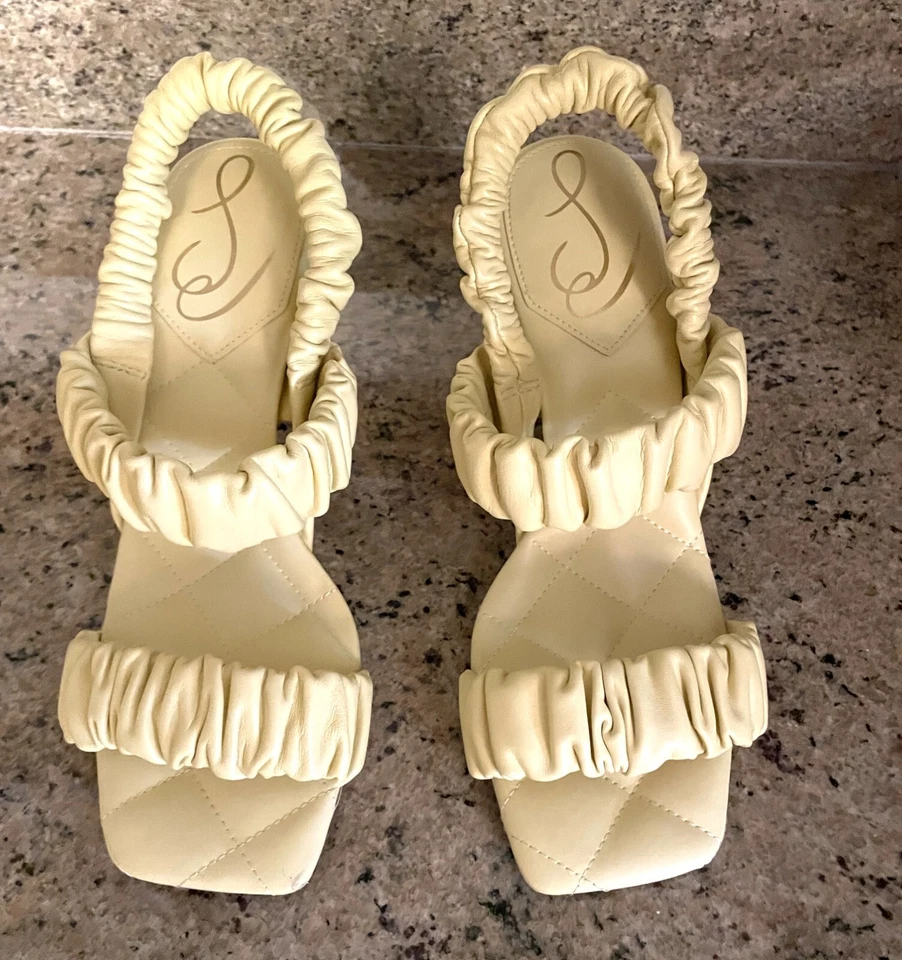 Sam Edelman Marlena 高跟鞋 尺寸 6.5 磨砂肩带 方头 皮革 休闲 — 第 4/4 张图片